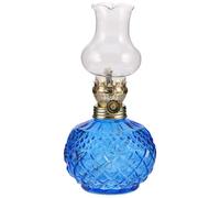 SHINEOFI Lámpara de Aceite Retro Azul con Chimenea de Cristal Luz Nocturna Suave para Iluminación de Emergencia y Decoración del Hogar Farol Clásico de Queroseno para Sala y Dormitorio