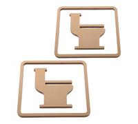 SHINEOFI Letrero para Puerta de Baño 2 Piezas, Acrílico Color Cobre Antiguo, Cartel Señalizador Unisex para Baños Públicos, Comerciales y Oficinas, Arte de Pared Funcional para Aseos