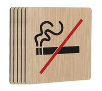 SHINEOFI Letreros de Madera de No Fumar 5 Piezas para Oficina y Comercio Señal de Mesa Antitabaco Natural Resistente para Interiores Aviso de Advertencia Claro y Duradero