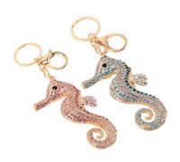 SHINEOFI Llavero Creativo de Caballito de Mar Brillante, 2 Piezas (rosa y Azul), Colgante de Aleación con Charms Kawaii para Bolsos y Mochilas, Accesorio Oceánico Divertido y Ligero