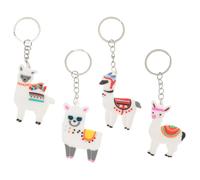 SHINEOFI Llaveros de Alpaca de Dibujos Animados 4 Piezas, Llavero Colgante Pequeño de PVC para Decoración de Mochilas, Bolsos y Llaves, Pack Surtido para Favores de Fiestas y Regalos