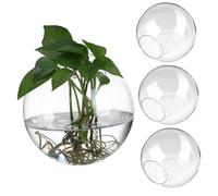 SHINEOFI Macetas De Vidrio Colgantes para Plantas De Interior 13,5 Cm Estación De Propagación Redonda para Pared, Decoración Versátil, Soporte Transparente y Ahorro De Espacio