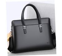 SHINEOFI Maletín de Cuero de Vaca para Portátil Bolsa de Negocios Casual Resistente al Agua Diseño Elegante para Hombres para Oficina y Transporte de Negro
