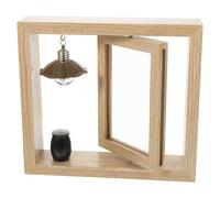 SHINEOFI Marco de Fotos Conmemorativo Giratorio de Madera 6 Pulgadas con Urna Negra para Cenizas 4X3 CM Marco de Mesa 21X23 CM Recuerdo para Mascotas y Seres Queridos