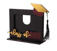 SHINEOFI Marco de Fotos de Madera para Graduación 2026 con Borla Decorativa, Soporte Estable para Fotos de 4,3 X 3 Pulgadas, Marco Horizontal para Fiesta y Recuerdo Académico