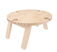 SHINEOFI Mesa Plegable de Madera Portátil para Picnic y Vino al Aire Pequeña y Ligera Mesa Auxiliar para Servir Snacks Jardín y Exteriores
