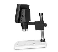 SHINEOFI Microscopio Digital con Pantalla LCD Ajustable de Aumento LED Brillantes Soporte Estable para de Imágenes y Grabación de Video para Inspección y Aprendizaje Negro