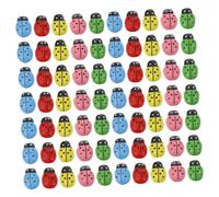 SHINEOFI Mini Mariquitas Adhesivas De Madera 8x11 Mm para Manualidades y Decoración Jardín, Pack De 100 Piezas Coloridas para Niños y Bricolaje Creativo