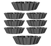SHINEOFI Molde para Tarta Mini 3 Pulgadas 8 Piezas Negro de Acero al Carbono con Fondo Desmontable para Hornear Mini Tartas Postres y Mousse en Horno Doméstico