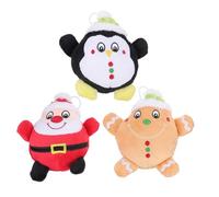 SHINEOFI Muñecas de Navidad de Peluche para Mascotas 3 Piezas Pequeño Tamaño Diseño de Pingüino de Jengibre y Santa Claus Juguetes Navideños Decorativos Suaves Hogar