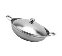 SHINEOFI Olla de Acero Inoxidable con Tapa y Doble Asa, Sartén para Estufa de Alcohol de 22 Cm, Apta para Cocinar Mariscos y Olla Caliente en Cocina Doméstica