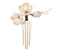 SHINEOFI Palillo Pelo Vintage Estilo Hanfu Diseño de Loto, Metal Beige, Uso Versátil y Elaboración Cuidadosa para Looks Nupciales y Uso Diario