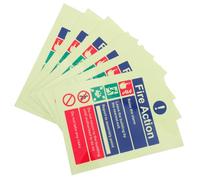 SHINEOFI Pegatinas Autoadhesivas de Vinilo 15X20 CM para Procedimiento de Emergencia contra Incendios Señal Luminiscente para Evacuación Industrial Paquete de 6 Unidades Uso en Almacén