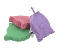SHINEOFI Percha para Moler Picos de Pájaros 3 Piezas Soporte para Jaula de Loros y Periquitos Juguetes para Masticar Naturales Multicolor Rosa Verde Morado para Cuidado y Afilado de
