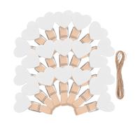 SHINEOFI Pinzas de Madera Blancas con Forma de Corazón 100 Pcs 3 CM con Cordel de Yute 10 M para Fotos y Notas Mini Pinzas Pequeñas para Decoración DIY y Porta Tarjetas en Hogar y