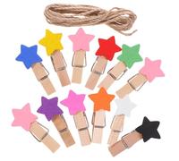 SHINEOFI Pinzas de Madera Multifunción con Diseño Estrella de Puntas Compactas y Resistentes para Colgar Fotos y Decoración DIY de Pinzas Cuerdas