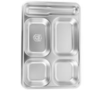 SHINEOFI Plato de Acero Inoxidable Dividido Compartimentos con Espacio para Cuchara para Uso Diario Viaje y Almacenamiento de Alimentos