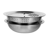 SHINEOFI Rallador Multifuncional de Acero Inoxidable 28 Cm Tazón Colador para Arroz y Cesta para Escurrir Verduras, Juego de 3 Piezas para Cocina Doméstica y Lavado