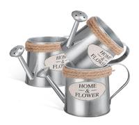 SHINEOFI Regadera Decorativa de Metal Rústica 3 Cuerdas de Yute, Maceta Pequeña para Arreglos de Plantas, Cubo Vintage para Decoración de Mesa y Jarrones de Interior