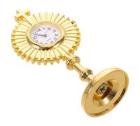 SHINEOFI Reloj de Escritorio Vintage Movimiento Mecánico y Diseño Cruzado en Metal Dorado para Decoración de Sala y Interiores Tradicionales