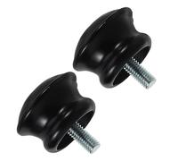 SHINEOFI Remates para Barra De Cortina 16mm Negro Seta, Accesorio De Paño, Tapa Decorativa para Ventana, Complemento para Dormitorio y Baño, Juego De 2 Piezas