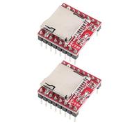 SHINEOFI Reproductor Mp3 Mini con Tarjeta de Memoria y Módulo de Audio Rojo, Función de Volumen Ajustable, Plástico Resistente, Paquete de 2 Piezas para Proyectos de Audio