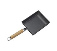 SHINEOFI Sartén Cuadrada de Hierro Fundido 20 CM sin Revestimiento Sartén Antiadherente para Huevos Tamagoyaki Mango de Madera Adecuado para Camping y Cocina al Aire Libre