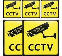 SHINEOFI Señales de Advertencia Cctv para Cámaras de Seguridad Exteriores Adhesivas 10X10 CM 5 Unidades Carteles de Seguridad para Propiedad Privada y Videovigilancia en Patios