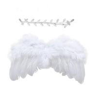 SHINEOFI Set de Fotografía para Recién Nacido con Alas de Ángel y Diadema Decorativa de Hojas Plateadas Accesorios para Fotos de Bebés Shower y Sesión Fotográfica