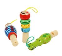 SHINEOFI Silbatos De Madera De 3 Piezas Silbato De Animales De Dibujos Animados Pequeños Y Lindos Juguetes Musicales Para Hacer Ruido Juguetes Educativos Para El Desarrollo De Niños