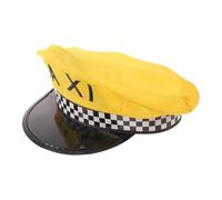 SHINEOFI Sombrero Color Amarillo Vibrante de Conductor de Taxi para Adultos con Ala Ancha y Diseño Cómodo para Disfraces y Fiestas