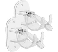 SHINEOFI Soporte para Barra de Cortina sin Taladro Transparente, Gancho Autoadhesivo Grande para Baño y Dormitorio, 2 Piezas, Accesorio para Cortinas y Toallas, Fácil Instalación y Uso