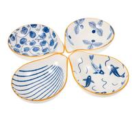 SHINEOFI Soporte para Cucharas de Cerámica 4 Piezas Diseño Impreso Reposacucharas Multifunción para Cocina y Mesa Platillo Pequeño para Salsa y Aperitivos Utensilios de Cocina Prácticos