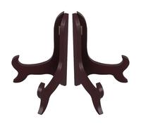 SHINEOFI Soportes de madera marrón para platos en caballete 2 piezas | Para coleccionables y pasteles de té, plegables y estables, uso en oficina en casa y ferias artesanales, fácil de limpiar