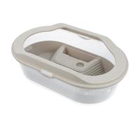 SHINEOFI Tanque para Tortugas Pequeño de Plástico Gris Plataforma para Tomar el Sol, Terrario Transparente para Reptiles y Anfibios, Caja de Cría y Área de Alimentación, Suministros