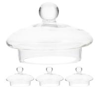 SHINEOFI Tapa Pequeña de Vidrio Transparente para Colador de Té, 7.5 Cm, 4 Piezas, Accesorio para Tetera de Cristal de 600 Ml, Tapa para Infusor de Té Casero y Filtros de Infusión