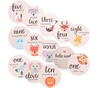 SHINEOFI Tarjetas Mensuales de Madera para Bebés 13 Piezas Letreros de Logros Mensuales Lisos y Resistentes Accesorio Fotográfico para Recién Nacidos y Recuerdo del Primer Año