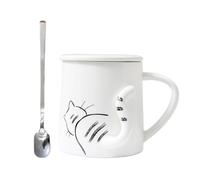 SHINEOFI Taza de Café de Cerámica con Diseño de Gato en 360 Ml Taza para Té y Chocolate Apta para Uso Diario en Hogar y Oficina Adecuado para Amantes de Gatos y Regalos Únicos