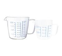 SHINEOFI Tazas Medidoras de Vidrio Borosilicato 250ml y 500ml, Juego 2 Piezas Escala Clara, Resistente al Calor para Cocina y Hornear, Recipiente Medidor Multifunción para Leche y Harina