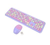 SHINEOFI Teclado y Ratón Inalámbricos Púrpura Multicolor para Oficina y Escuela, Ergonómico, Compatible USB, Conjunto Compacto sin Batería, Adecuado para Portátil y Computadora