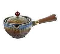 SHINEOFI Tetera de Cerámica con Rotación 360° y Asa Lateral Tetera Pequeña para Té Suelto Olla de Agua Hirviendo para Cocina Casera y Restaurante China en Azul Esmaltado
