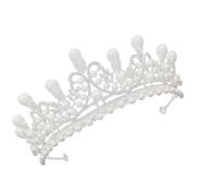 SHINEOFI Tiara de Perlas E Imitación de Gemas para Boda y Prom, Diseño Delicado de Aleación Acabado Plateado y Brillo Elegante