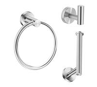 SHINEOFI Toalleros de Baño Fácil Instalación en Acero Inoxidable Juego de 3 Piezas Incluye Toallero, Porta Papel y Gancho y Ahorro de Espacio para Baño