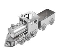 SHINEOFI Tren de Mesa Decorativo de Acero Inoxidable, Modelo de Locomotora de Vapor con Carro, Adorno para Hogar y Oficina, Decoración Vintage, Exhibición Coleccionable, Set de 2 Piezas