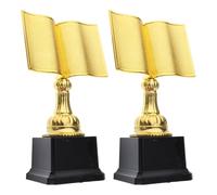 SHINEOFI Trofeo de Lectura Dorado de Plástico con Diseño Elegante en Forma de Libro, 2 Unidades, Premio para Competencia Escolar, Ideal para Amantes de los Libros