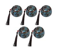 SHINEOFI Urna Conmemorativa de Cerámica Azul Esmaltada para Mascotas Mini Urna Pequeña para Cenizas de Perro y Gato Set de 5 Piezas Contenedor Seguro para Recuerdo y Memorial en