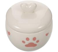 SHINEOFI Urna de Cerámica para Cenizas de Mascotas 600ml con Tapa | Sellado Hermético, Diseño Minimalista con Corazones y Huellas, para Hogar y Recuerdo de Perros