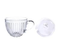 SHINEOFI Vaso de Desayuno de Vidrio Grande con Tapa, Taza de Cereal Portátil Transparente de 600 Ml, Recipiente Multiusos para Leche, Yogur y Postres, Adecuado para Hogar y Restauración