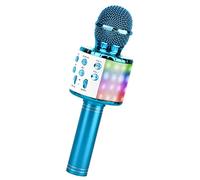 ShinePick - Micrófono de Karaoke, inalámbrico, con Bluetooth y altavoz de 5 W, portátil, para niños y adultos, para cantar, compatible con Android/iOS/ordenador/Smartphone (azul)