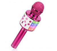 ShinePick Microfono Inalámbrico Karaoke, Micrófono Karaoke Bluetooth Portátil con Altavoz y LED para Niños Canta Partido Musica, Compatible con Android/iOS PC, AUX o Teléfono Inteligente